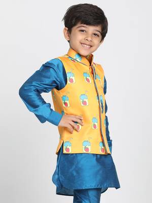  Light Orange Cotton Satin Blend Nehru Jacket 2