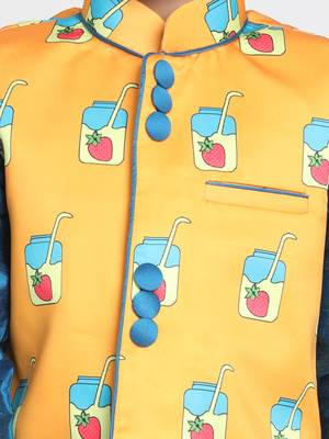  Light Orange Cotton Satin Blend Nehru Jacket 3