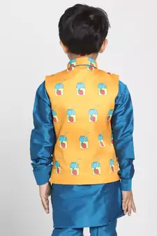  Light Orange Cotton Satin Blend Nehru Jacket
