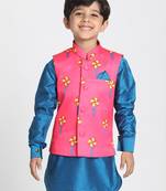  Pink Cotton Satin Blend Nehru Jacket