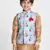  Sky Blue And Multicolour Cotton Linen Blend Nehru Jacket