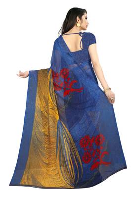 Multicolor printed georgette saree with blouse 4