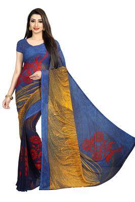 Multicolor printed georgette saree with blouse 1
