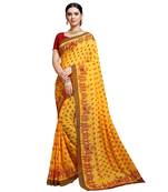 Mustard printed georgette saree with blouse
