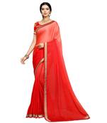 Red plain art silk saree 