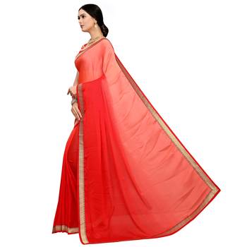 Red plain art silk saree  2