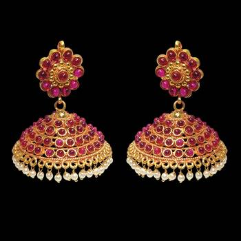 temple traditional uncut rubies jhumka 1