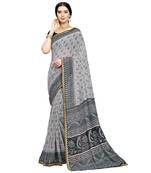 White printed georgette saree 
