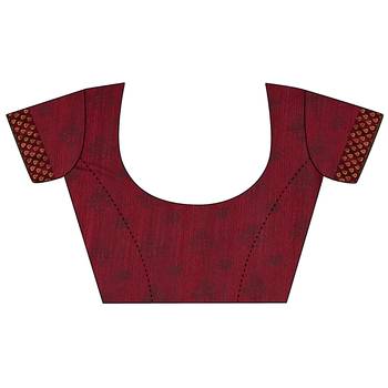 Maroon embroidered silk blend saree  4