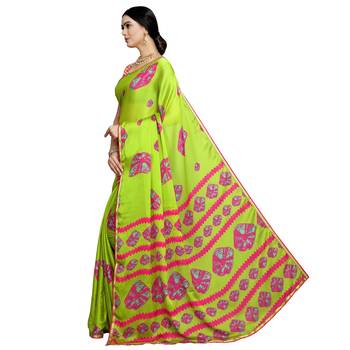 Dark lemon printed silk blend saree  2