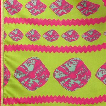 Dark lemon printed silk blend saree  5