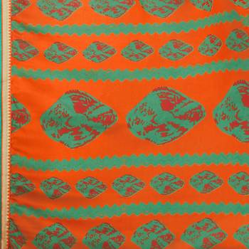 Orange printed silk blend saree  5
