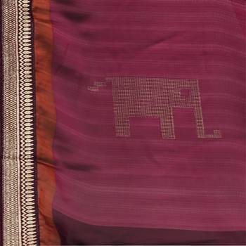 Dark magenta printed silk blend saree  5