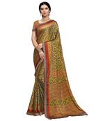 Mehendi printed silk blend saree 