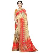 Light red printed georgette saree 