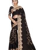 Black embroidered georgette saree with blouse