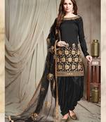 Black Faux Georgette Designer Patiala Salwar Suit