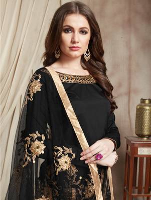 Black Faux Georgette Designer Patiala Salwar Suit 2