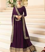 Purple Embroidered Faux Georgette Salwar With Dupatta