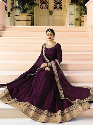 Purple Embroidered Faux Georgette Salwar With Dupatta 2