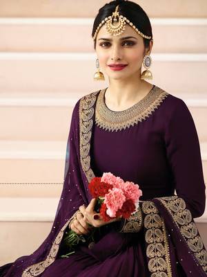 Purple Embroidered Faux Georgette Salwar With Dupatta 3