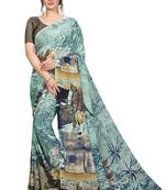 Multicolor printed faux georgette saree with blouse