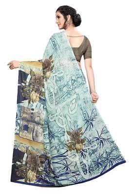 Multicolor printed faux georgette saree with blouse 2