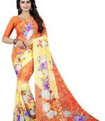 Multicolor printed faux georgette saree with blouse