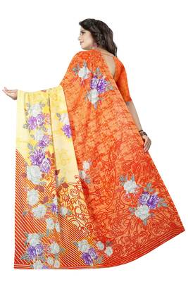 Multicolor printed faux georgette saree with blouse 2