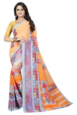 Multicolor printed faux georgette saree with blouse 1