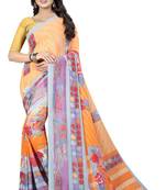 Multicolor printed faux georgette saree with blouse