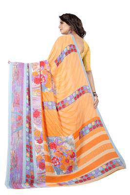 Multicolor printed faux georgette saree with blouse 2