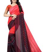 Multicolor printed faux georgette saree with blouse