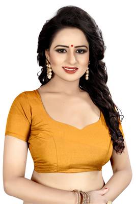Mustard printed faux georgette saree with blouse 4