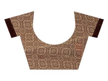 Brown printed faux georgette saree with blouse 4