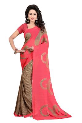 Multicolor printed faux georgette saree with blouse 1