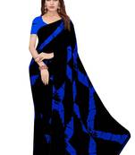 Black printed faux georgette saree with blouse