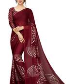 Maroon printed faux georgette saree with blouse