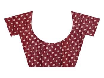 Maroon printed faux georgette saree with blouse 4