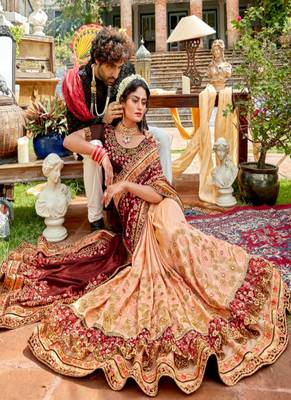 Maroon embroidered georgette saree with blouse 2