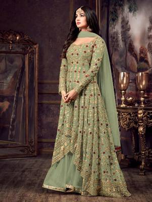 Mehendi Color Party Wear Designer Anarkali Suit 1