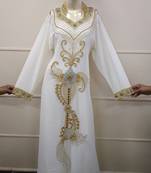 White Georgette Embroidery Islamic Kaftans