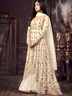 Off-White Party Wear Designer Anarkali Suit 1