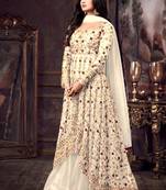 Off-White Party Wear Designer Anarkali Suit