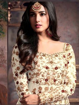 Off-White Party Wear Designer Anarkali Suit 2