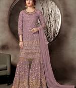 Light Purple Designer Heavy Sequin Sharara Suit