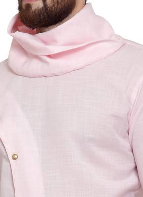 Designer Pink Linen Kurta With Aligarh Pyjama For Men By Treemoda 2