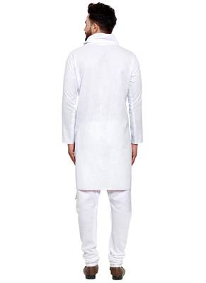 Designer White Linen Kurta Pajama 4