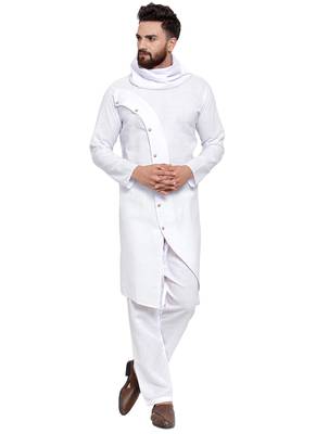 Designer White Linen Kurta Pajama  1