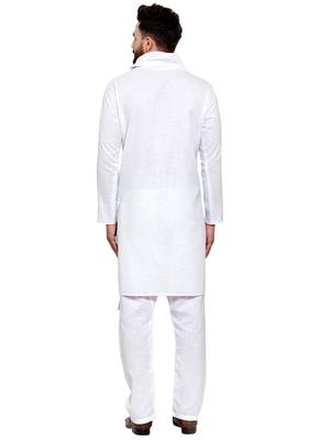 Designer White Linen Kurta Pajama  4